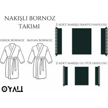 Oyalı Nakışlı %100 Pamuk Aile Bornoz Takımı Çeyizlik Yumuşacık Havlu Boroz Bayan Erkek Set 6 Parça Çeyiz Setii