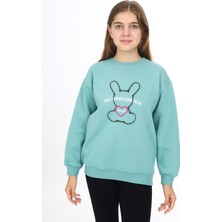 Angelos Girls Kız Çocuk Ayıcık Baskılı 3 Iplik Sweatshirt 7-13 Yaş LX268