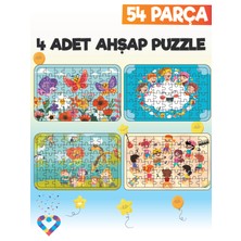 Esa Toys Ahşap 54 Parça 4 Set Çocuk Puzzle