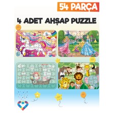 Esa Toys Ahşap 54 Parça 4 Set Çocuk Puzzle