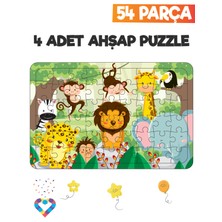 Esa Toys Ahşap 54 Parça 4 Set Çocuk Puzzle