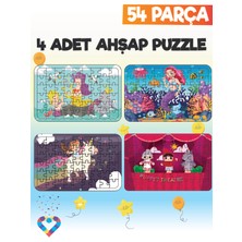 Esa Toys Ahşap 54 Parça 4 Set Çocuk Puzzle