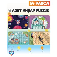 Esa Toys Ahşap 54 Parça 4 Set Çocuk Puzzle