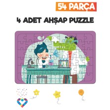 Esa Toys Ahşap 54 Parça 4 Set Çocuk Puzzle