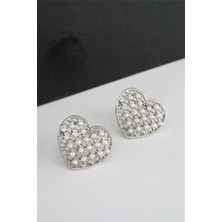 By Zeyna Aksesuar Kadın Kalp Figürlü 2.5 cm Incili Küpe
