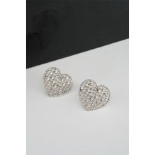 By Zeyna Aksesuar Kadın Kalp Figürlü 2.5 cm Zirkon Taşlı Küpe