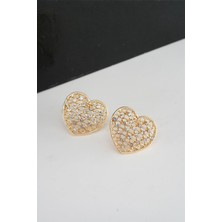 By Zeyna Aksesuar Kadın Kalp Figürlü 2.5 cm Zirkon Taşlı Küpe