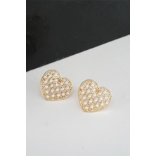 By Zeyna Aksesuar Kadın Kalp Figürlü 2.5 cm Suni Incili Küpe