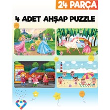 Esa Toys Ahşap 24 Parça 4 Set Çocuk Puzzle