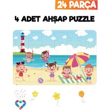 Esa Toys Ahşap 24 Parça 4 Set Çocuk Puzzle