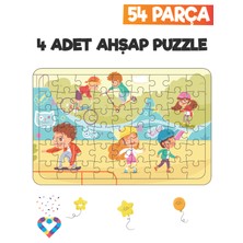 Esa Toys Ahşap 54 Parça 4 Set Çocuk Puzzle