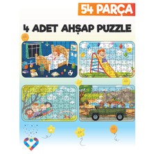 Esa Toys Ahşap 54 Parça 4 Set Çocuk Puzzle