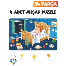 Esa Toys Ahşap 54 Parça 4 Set Çocuk Puzzle