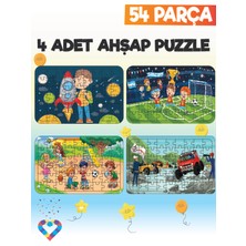 Esa Toys Ahşap 54 Parça 4 Set Çocuk Puzzle