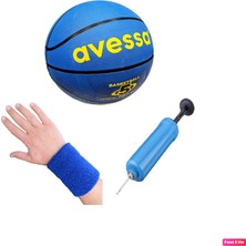 Avessa Brc Basket Topu Unisex Kauçuk Soft Touch Basketbol Topu Mavi + Pompa + Havlu Bileklik