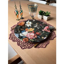 Ergüven Home Pembe Süet Kumaş Yuvarlak Amerikan Servis Takımı Supla 6'Lı 35 x 35 cm
