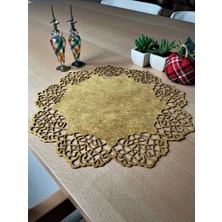 Ergüven Home Hardal Sarısı Süet Kumaş Yuvarlak Amerikan Servis Takımı Supla 6'Lı 35 x 35 cm