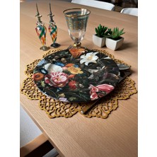 Ergüven Home Hardal Sarısı Süet Kumaş Yuvarlak Amerikan Servis Takımı Supla 6'Lı 35 x 35 cm