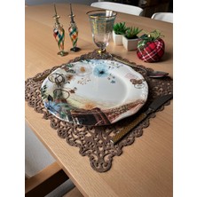 Ergüven Home Sütlü Kahverengi Süet Kumaş Kare Amerikan Servis Takımı Supla 6'Lı 35 x 35 cm