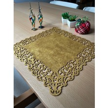 Ergüven Home Hardal Sarısı Süet Kumaş Kare Amerikan Servis Takımı Supla 6'Lı 35 x 35 cm