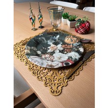 Ergüven Home Hardal Sarısı Süet Kumaş Kare Amerikan Servis Takımı Supla 6'Lı 35 x 35 cm