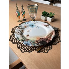 Ergüven Home Yeşil (Yağ Yeşili) Süet Kumaş Yuvarlak Amerikan Servis Supla Takımı 6'Lı 35 x 35 cm