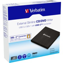 Verbatim Usb-C Bağlantılı External Slimline Cd/dvd Yazıcı