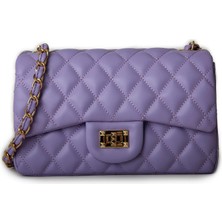 Nas Bag Kadın Çapraz Çanta Kapitone Zincir Detaylı Lila  Nova