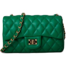 Nas Bag Kadın Çapraz Çanta Kapitone Zincir Detaylı Çim Yeşili  Nova