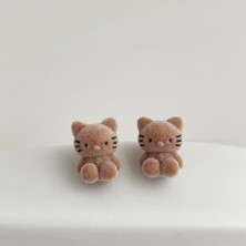 Köstebek Bej Hello Kitty Peluş Küpe