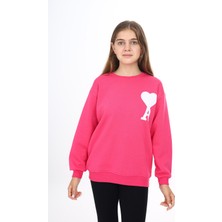 Angelos Girls Kız Çocuk Kalpli A Baskılı 3 Iplik Sweatshirt 7-13 Yaş LX270