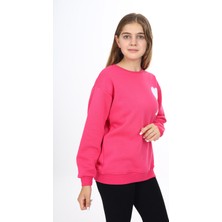 Angelos Girls Kız Çocuk Kalpli A Baskılı 3 Iplik Sweatshirt 7-13 Yaş LX270