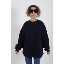 Zelish My Sister Lacivert Unisex Bisiklet Yaka Sweatshirt