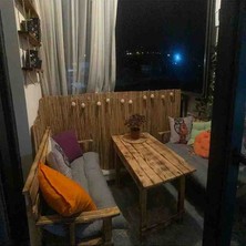 Özgazi 1 Metre x 3 Metre Hasır Kamış Balkon Çiti Bahçe Çiti Gölgelik Bambu Çit Dekorasyon