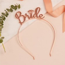 Kelebek Oyuncak Bride Tek Taş Metal Bekarlığa Veda Partisi Taç - Rose Gold