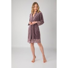 Nuşa Dantelli Bambo Cotton Niki Kadife Bayan Sabahlık