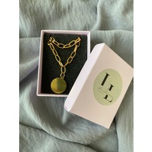 La Lavinia Altın Renk - Metal Yuvarlak Pul Charm Katmanlı Kolye