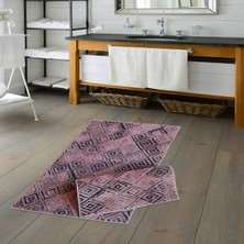 Alanur Home Welsoft Vi̇ntage Bambo Klozet Takımı 2 Pcs ( 60 x 100 50 x 60 ) Pudra