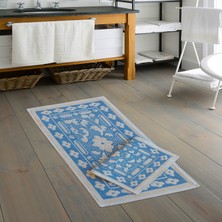 Alanur Home Eko Cotton Bukle Klozet Takımı 2 Pcs Sarmaşik Mavi̇