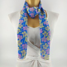 Tedz Collection Paredora Papatya Mavi Sarı Uzun Fular