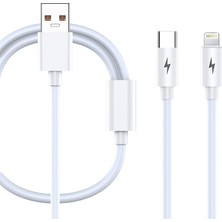 Apera BN93 iPhone Lightning ve Type-C 2in1 Kablo 5 Amper Hızlı Şarj Fast Charging