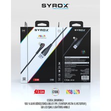 Syrox C106 Lıghtnıng Iphone Rgb LED Işıklı Esnek Dayanıklı Şarj ve Data Kablosu