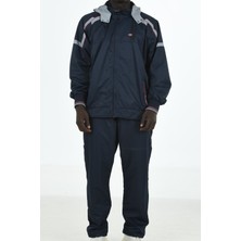 Enrico Ferry Lacivert Erkek Yarım Balıkçı Yaka Kapşonlu Marathon Büyük Beden Eşofman Takım 2391L