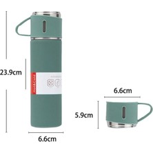 Umtech Paslanmaz Çelik Termos Siyah Renk 3 Bardaklı Termos Seti Vakumlu Termos Set