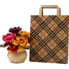 Repro Design Baskılı Doğa Dostu Kağıt Saplı Kraft Çanta 22 x 27,5 x 8 cm 3 Adet, Hediye Poşeti