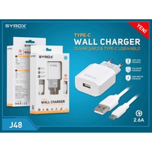 Syrox J48 Type-C Girişli 2.6A Hızlı Şarj Cihazı J48