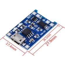 Zauss Micro USB TP4056 Bms 5V 1A Korumalı Lityum Pil Şarj Devresi Powerbank
