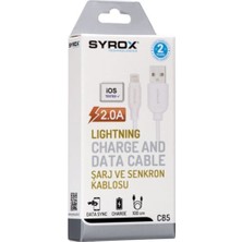 Syrox C85 / 2A Lıghtnıng Şarj & Data Kablosu