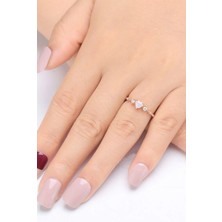 La Lavinia 14 K Gold Altın Kaplama Minimal Kalp Beyaz Zirkon Taşlı Ayarlanabilir Yüzük
