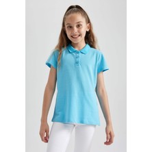 DeFacto Pamuklu Kısa Kollu Basic Düz Polo Tişört Kız Çocuk B0671A8NS